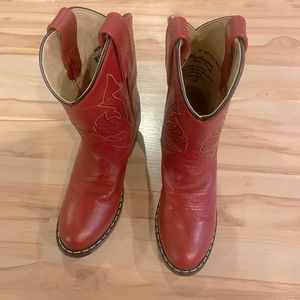 Girl’s Red Cowboy Boots Size 11.5. Genuine Leather by Masterson Boot Co.